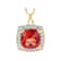 Lab-Created Padparadscha Sapphire And White Zircon Pendant Necklace In
18K Gold Over Sterling Silver 9.26ctw