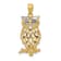 14K Two-tone Gold Rhodium Diamond-cut Owl Pendant