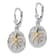 Rhodium Over Sterling Silver Sand Dollar with 14k Starfish Leverback Earrings