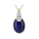 Lapis Lazuli Large Oval And White Zircon Pendant Necklace In 18K Gold
Over Sterling Silver 0.47ctw