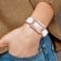 Ladies Charles Hubert Rose IP Stainless Steel White Leather 23x32mm Watch