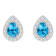 8x5mm Pear Shape Swiss Blue Topaz And White Topaz Rhodium Over Sterling
Silver Halo Stud Earrings