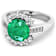 3.33ctw Green Emerald and Diamond 14K White Gold Halo Ring