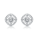 CZ Halo Square Stud Earrings In White Rhodium Over Brass