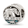 Sterling Silver Polished Cubic Zirconia Blue Enamel Elephant with Stars Bead