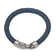 Blue Leather and Stainless Steel Antiqued and Polished 8.25-inch Bracelet