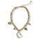 Gold Tone Crystal Heart Charm Necklace.