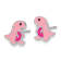 Rhodium Over Sterling Silver Pink Enamel Dinosaur Children's Post Earrings