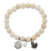 Stainless Steel Antiqued and Polished Butterfly White Jade Stretch Bracelet