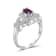 Red Ruby with White Diamond Accent Rhodium Over Sterling Silver Ring 0.60ctw