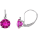 10K White Gold Lab Created Pink Sapphire and Diamond Round Leverback
Earrings 2.53ctw