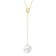 13mm Round Freshwater Pearl with 0.10ctw Diamond 14K Yellow Gold Lariat Necklace