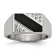 White Cubic Zirconia And Black Enamel Stainless Steel Signet Men's Ring