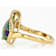 Multi-Color Blended Turquoise Pear And White Zircon Ring In 18K Gold
Over Sterling Silver 0.19ctw