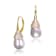Pear Shape CZ And Pearl Drop Earrings In 14K Gold Over Sterling Silver
