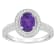 8x6mm Oval Amethyst 1/5 ctw Diamond Rhodium Over Sterling Silver Halo Ring