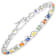 Yellow Blue Green Sapphire Rhodium Over Sterling Silver Tennis Bracelet 5.4ctw