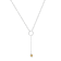 Round Citrine Rhodium Over Sterling Silver Dainty Necklace