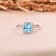 Cushion Swiss Blue Topaz with Moissanite Accents Rhodium Over Sterling
Silver Halo Ring 1.75ctw