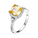 Citrine Color CZ Twisted Solitaire Ring In Sterling Silver