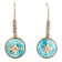 Barse Jewelry Blue Composite Turquoise Gold Tone Celestial Dangle Earrings