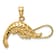 14k Yellow Gold 3D Polished and Textured Shrimp Pendant