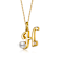 Initial H Pear Shape CZ And Pearl Pendant Necklace In 14K Gold Over Brass