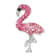 Rhodium Over Sterling Silver Polished Pink Crystal Flamingo Slide Pendant