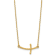 14K Yellow Gold Small Sideways Curved Twist Cross Necklace