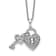 Rhodium Over 14K White Gold Lab Grown Diamond Heart Lock and Key Pendant Necklace