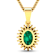 1.10ctw 14K Yellow Gold Zambian Emerald and White Diamond Pendant with
18 inch Cable Chain