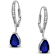 Sapphire Color CZ Teardrop Drop Earrings In Sterling Silver