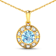 1.90ctw 14K Yellow Gold Aquamarine and White Diamond Pendant with 18
inch Cable Chain