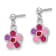 Rhodium Over Sterling Silver Enameled Red Crystal Flower Post Dangle Earrings