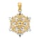 14K Yellow Gold with Rhodium over 14K Gold Diamond-cut Snowflake Pendant