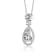 Pear Shape CZ Halo Drop Necklace In Sterling Silver