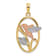 14k Tri-color Gold Hummingbird and Flowers In Oval Frame Charm