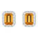 8x6mm Emerald Cut Citrine And White Topaz Accent Rhodium Over Sterling
Silver Halo Stud Earrings