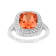 Peach Orange Lab Created Padparadscha Sapphire Rhodium Over Sterling
Silver Cushion Cut Ring
