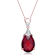 Ruby Color CZ Teardrop Pendant In 18K Rose Gold Over Sterling Silver
