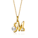 Initial M Pear Shape CZ And White Pearl Pendant Necklace In 14K Gold
Over Brass