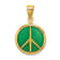 14k Yellow Gold Green Enameled 3D Peace Symbol Charm