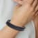 Navy Blue Leather and Stainless Steel Brushed Multi Strand 8-inch Bracelet
