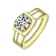 Square CZ Four-Prong Band Ring In 14K Gold Over Brass