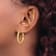 14k Yellow Gold Polished Satin and Diamond-cut 1 1/16" Hoop Earrings