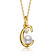 Initial C White Pearl And Pear Shape CZ Pendant Necklace In 14K Gold
Over Brass