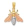14k Tri-color Gold Polished & Textured Bee Pendant