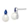 Rhodium Over 14K White Gold Freshwater Cultured Pearl and Sapphire Post Earrings