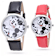 Disney Mickey Black and White Smiling Face His and Hers Vegan Leather
Band Watches Set of 2