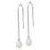 Rhodium Over Sterling Silver  7-8mm Freshwater Cultured Pearl Threader Earrings